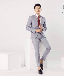 Áo vét nam màu xám lịch lãm